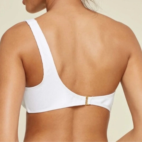 Andie Plus Size XXXL White Wyndwood Ribbed One Shoulder Bikini Top NWT - Picture 2 of 6